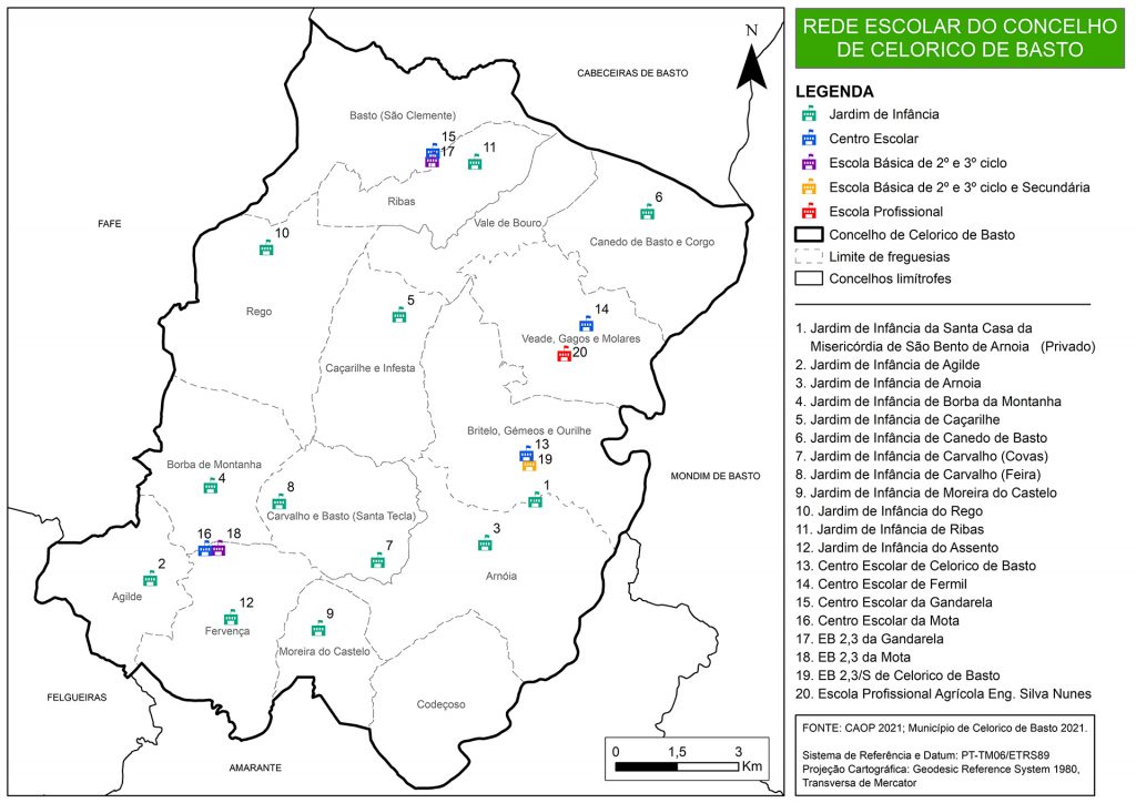 Ampliar mapa da rede escolar do concelho de Celorico de Basto